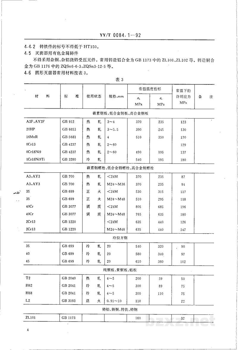 YY/T 0084.1-1992圆形压力蒸汽灭菌器主要受压件强度计算及其有关规定 YY/T 0084.1-1992圆形压力蒸汽灭菌器主要受压件强度计算及其有关规定