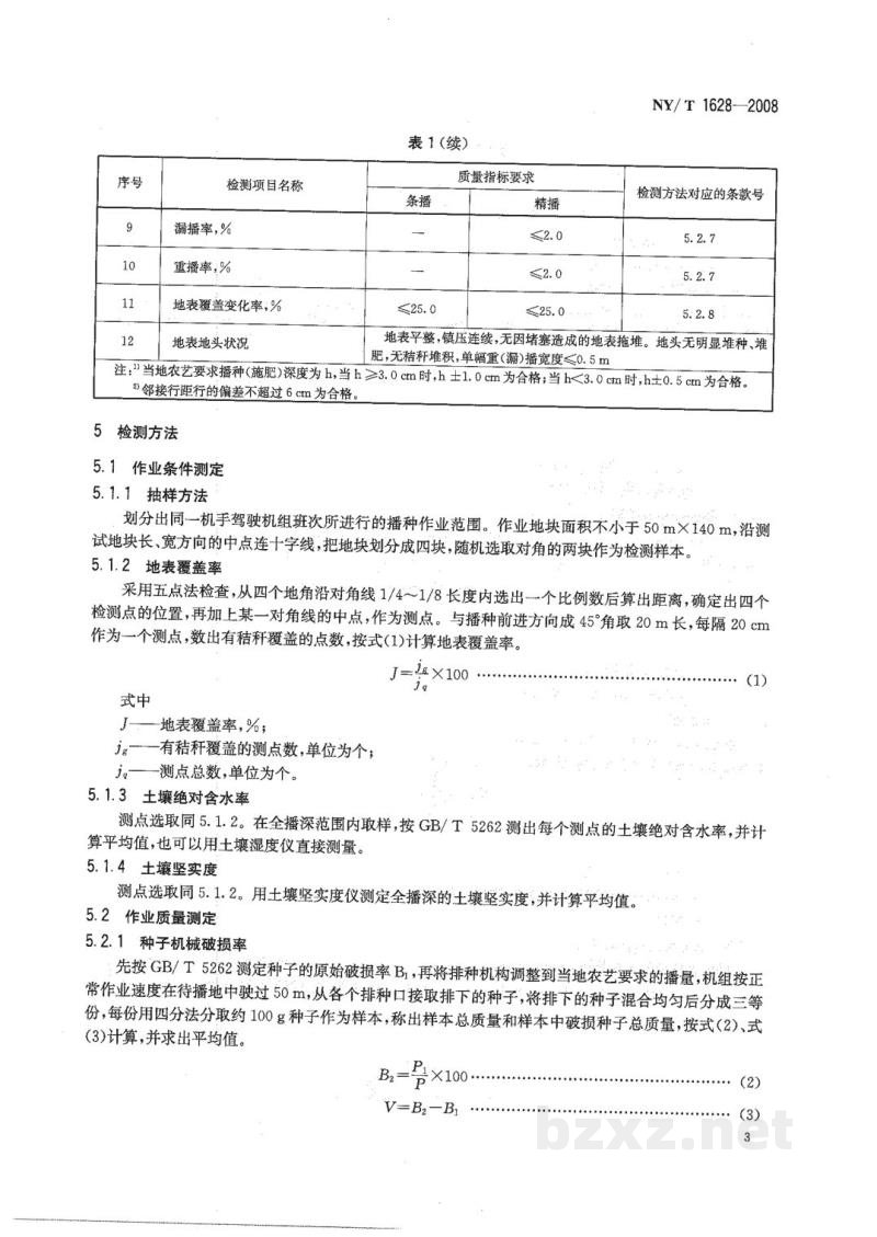 NY/T 1628-2008玉米免耕播种机作业质量 NY/T 1628-2008玉米免耕播种机作业质量
