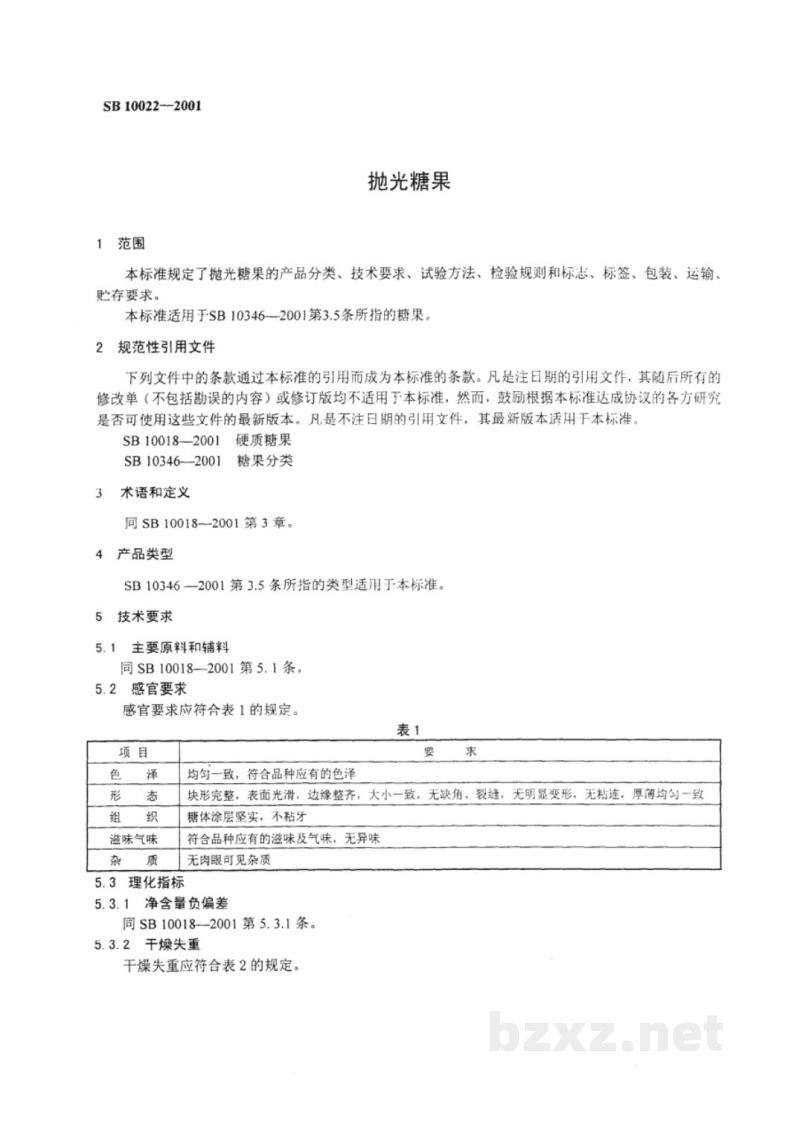 SB 10022-2001抛光糖果 SB 10022-2001抛光糖果