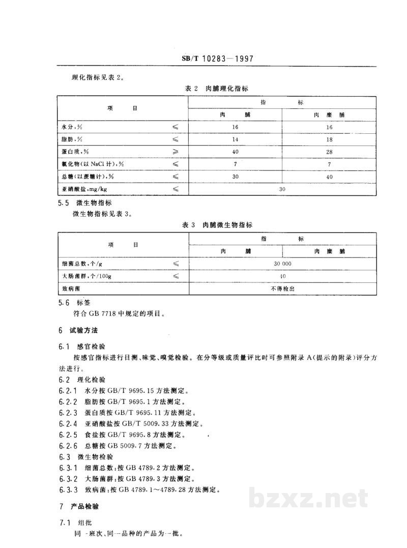 SB/T 10283-1997肉脯 SB/T 10283-1997肉脯