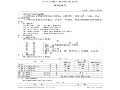 SB/T 10219-1994糖醋渍菜 