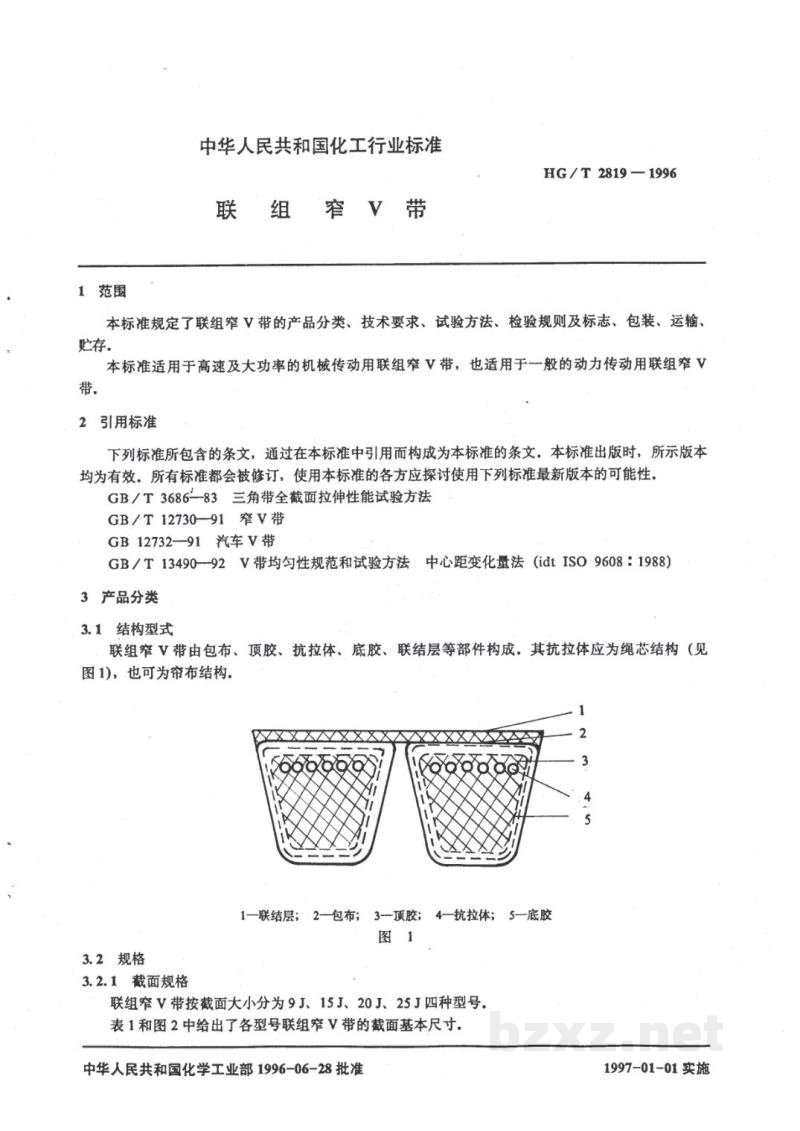 HG/T 2819-1996联组窄V带 HG/T 2819-1996联组窄V带