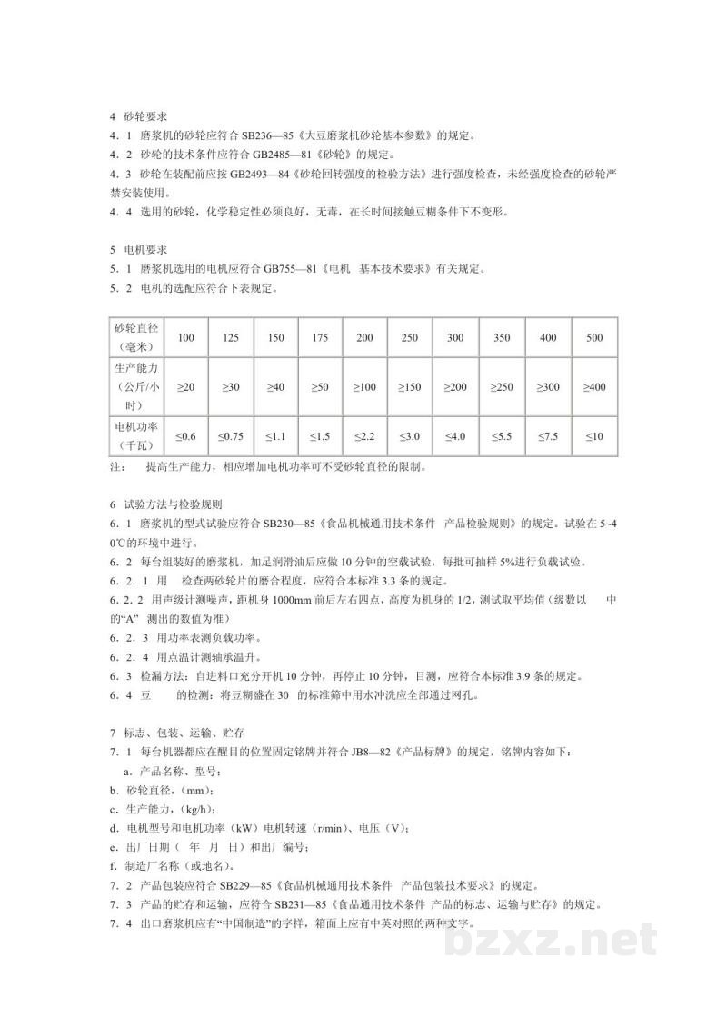SB 235-1985大豆磨浆机技术条件 SB 235-1985大豆磨浆机技术条件