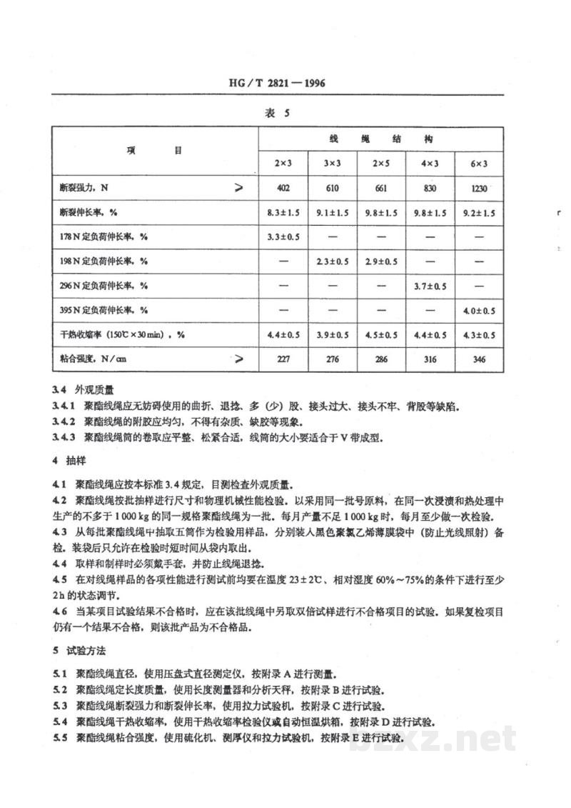 HG/T 2821-1996V带和多楔带用浸胶聚酯线绳 HG/T 2821-1996V带和多楔带用浸胶聚酯线绳