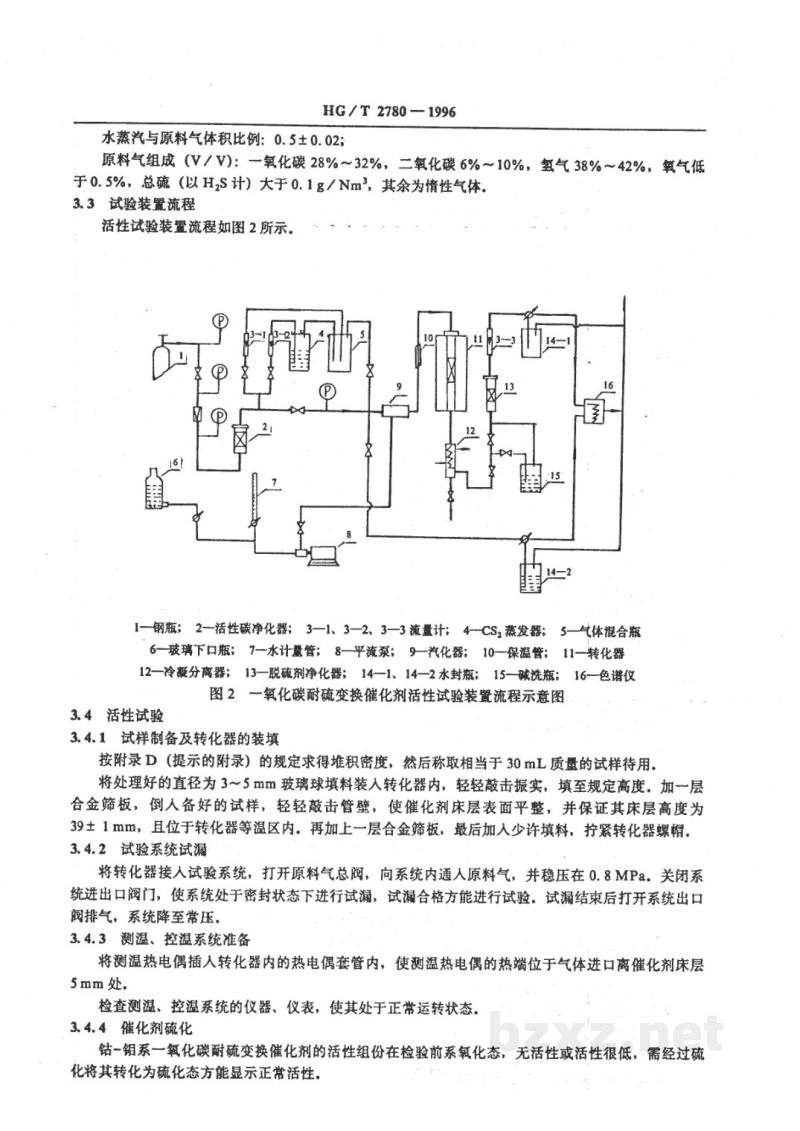 HG/T 2780-1996一氧化碳耐硫变换催化剂试验方法 HG/T 2780-1996一氧化碳耐硫变换催化剂试验方法