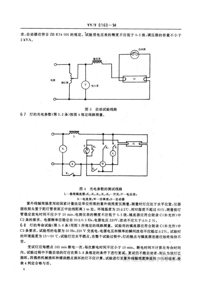 YY/T 0160-1994直管形石英紫外线低压汞消毒灯 YY/T 0160-1994直管形石英紫外线低压汞消毒灯