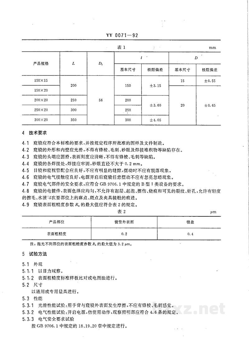YY 0071-1992直肠、乙状结肠窥镜 YY 0071-1992直肠、乙状结肠窥镜