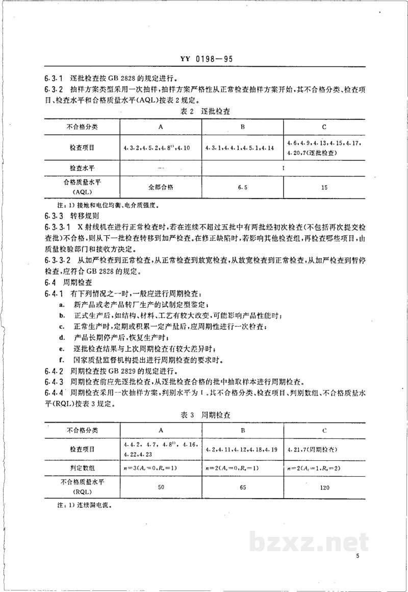 YY 0198-199510mA医用诊断X射线机 