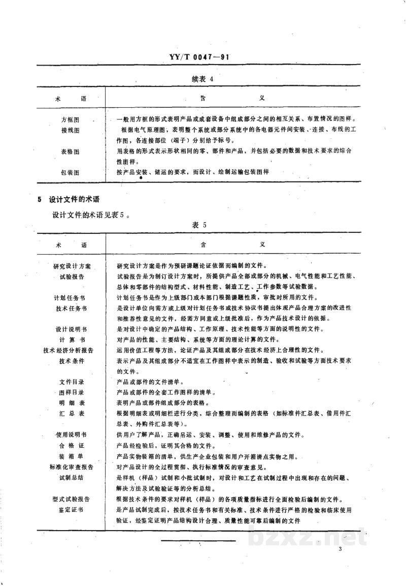 YY/T 0047-1991医疗器械产品图样及设计文件的术语 YY/T 0047-1991医疗器械产品图样及设计文件的术语