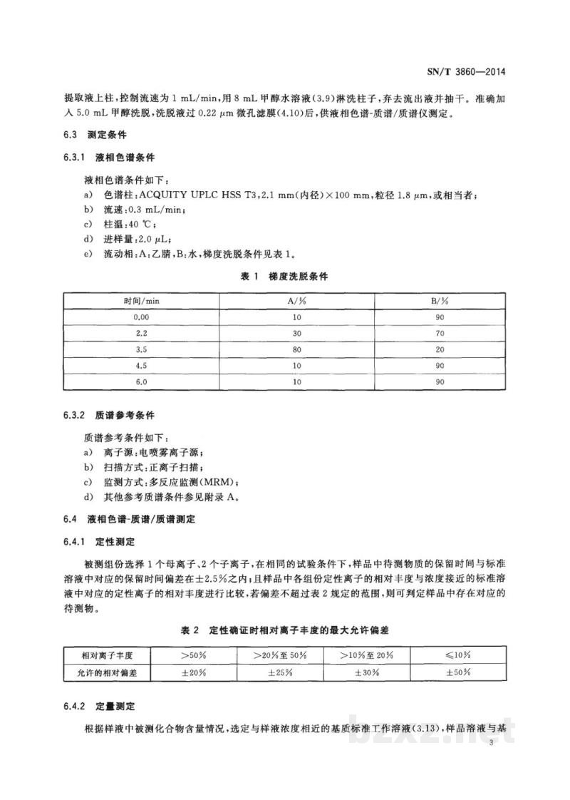 SN/T 3860-2014出口食品中吡蚜酮残留量的测定 液相色谱-质谱/质谱法 SN/T 3860-2014出口食品中吡蚜酮残留量的测定 液相色谱-质谱/质谱法