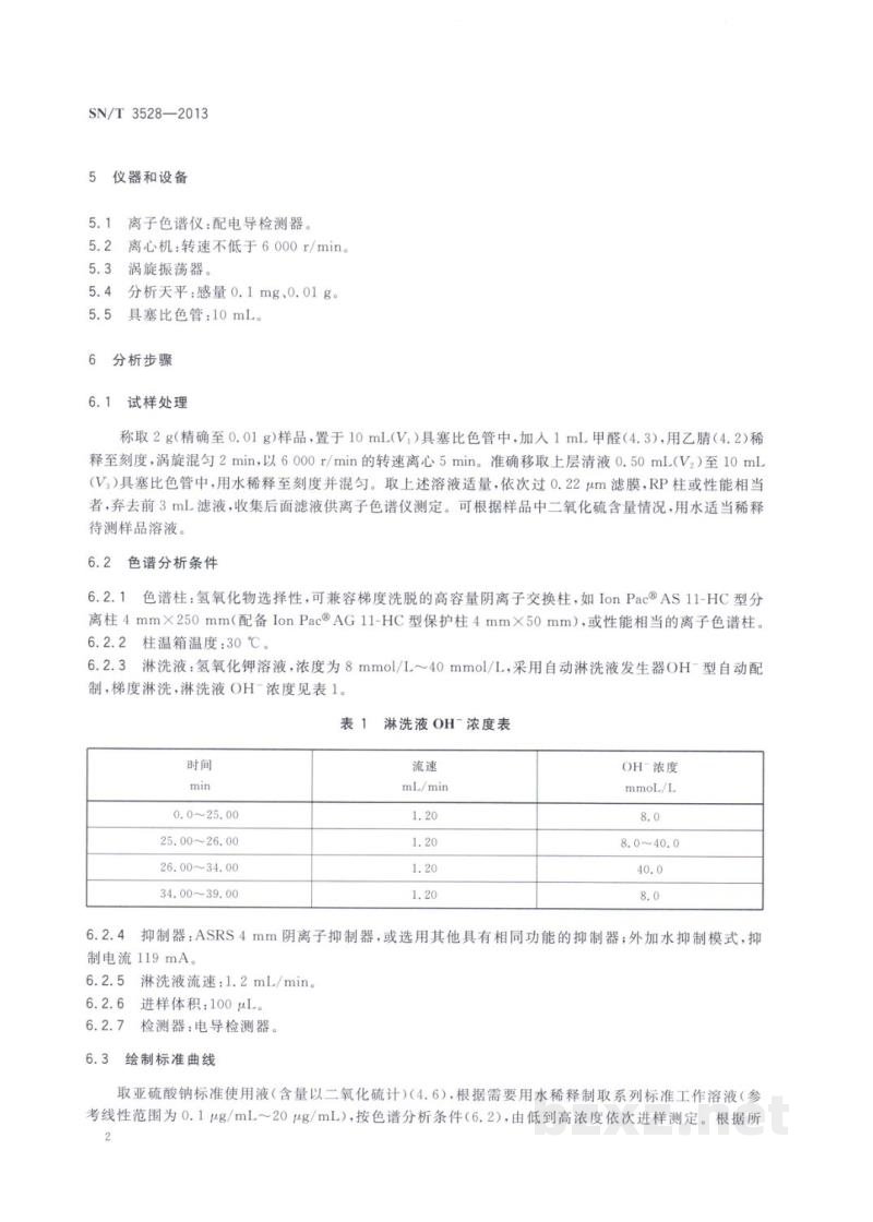 SN/T 3528-2013进出口化妆品中亚硫酸盐和亚硫酸氢盐类的测定　离子色谱法