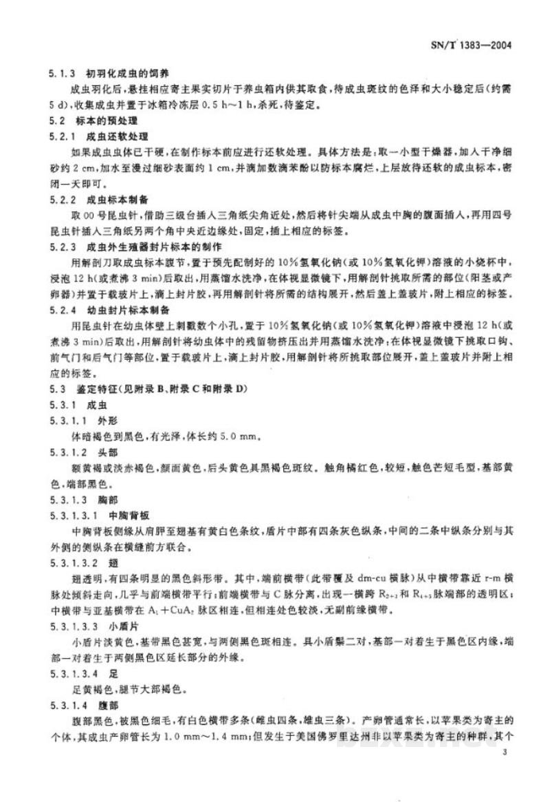 SN/T 1383-2004苹果实蝇检疫鉴定方法 SN/T 1383-2004苹果实蝇检疫鉴定方法