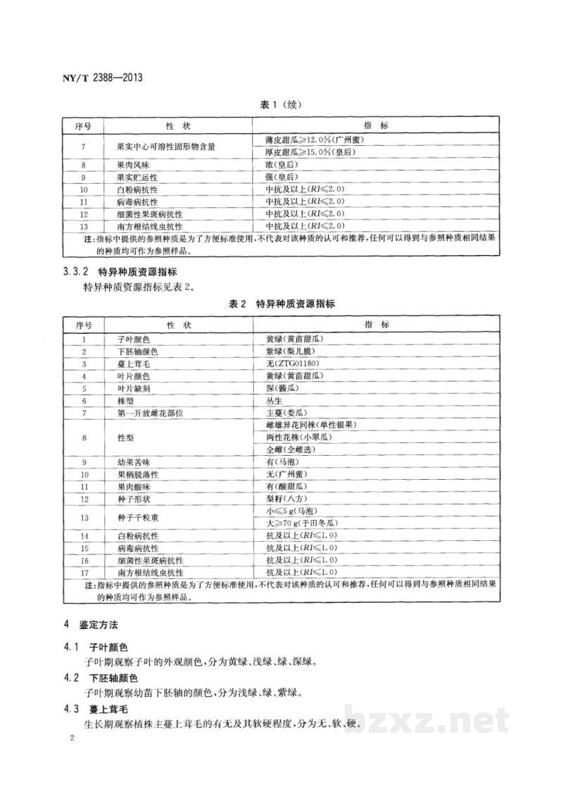 NY/T 2388-2013农作物优异种质资源评价规范甜瓜 NY/T 2388-2013农作物优异种质资源评价规范甜瓜