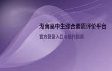 湖南省普通高中学生综合素质评价平台 电子平台登录官方入口
