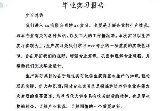 大学毕业生个人实习报告