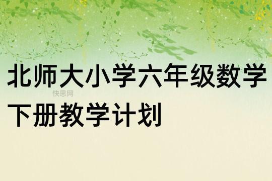 北师大版六年级数学下册教学计划（8篇）