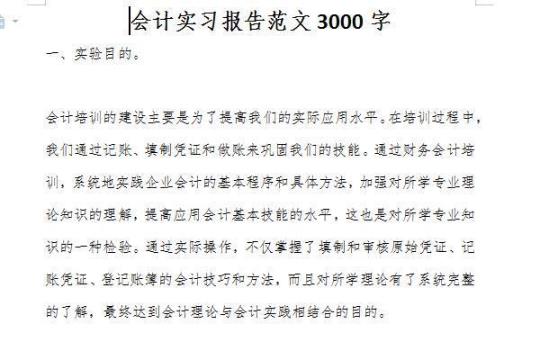 会计专业毕业实习报告3000字范文