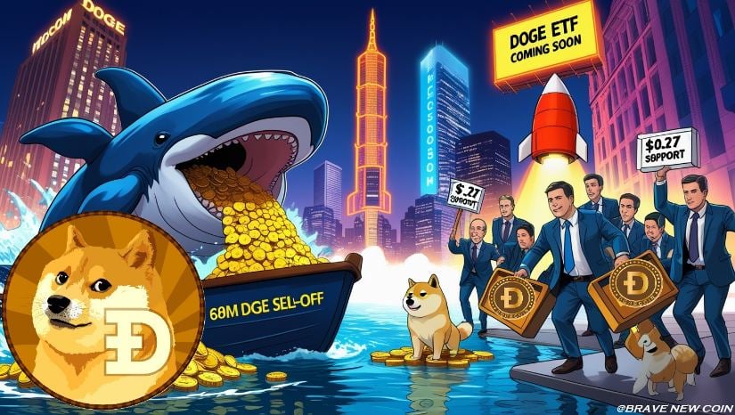 狗狗币（DOGE）价格预测：6.8亿美元鲸鱼抛售后坚守0.27美元支撑位——DOGE能否反弹？